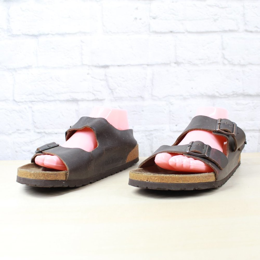 BIRKENSTOCK Milano Brown Leather Ankle Strap Sandals Size L 10 / M 8 - Picture 2 of 9